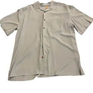 Jos. A. Banks Men's 100% Silk Light Blue Short Sleeve Shirt
